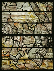 Vindue, der forestiller Noahs drunkennes (farvet glas)