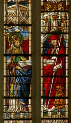 Vindue, der forestiller Saint Gregory og Saint Hieronymus