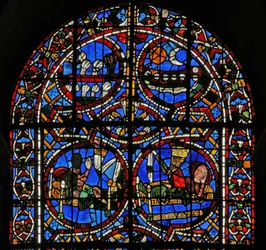 Vindue w11-R, der viser Josephs drøm om solen, månen og hvedeskærene, der bøjer sig for hans skær.