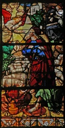 Vindue w120, der viser bebudelsen til Joachim og St. Anne