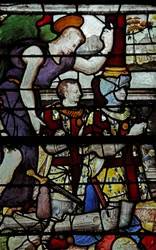 Vindue w13, der viser ærkeenglen Gabriel og Montmorency-donorer