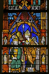 Vindue w19, der viser St. Thomas Becket og Henrik II, er uenige