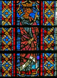 Vindue w209, der viser en scene fra St Saviniens liv: Aurelian beordrer Savinien til at blive tortureret
