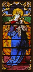 Vindue w21, der forestiller jomfruen og barnet (efter Durer)