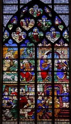 Vindue w2 skildrer Sankt Annes liv og Jomfruens barndom