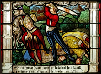 Vindue w31 forestiller halshugningen af Sankt Denis (glasmaleri)