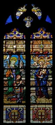 Vindue w3 forestillende St. Barbara og donoren Jean de Montmorency