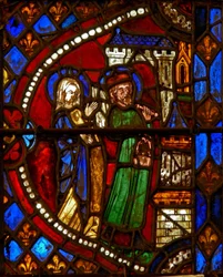 Vindue w6 viser Joachim og St. Anne vender tilbage fra templet