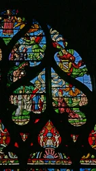Vindue w6 viser en scene fra Maria Magdalenas liv - de helliges sidste nadver