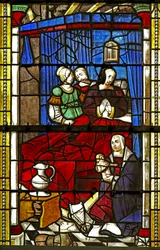 Vindue w6, der viser Johannes Baptists fødsel