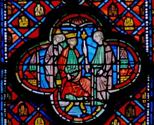 Window w9R Nebukadnezzar udnævner Daniel til kommandør. Dan II 48