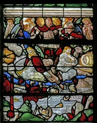 Vindue w9 viser en scene fra St Johns Book of the Revelation