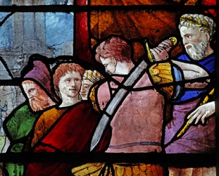 Vindue w9 viser figurer ved St Pauls død