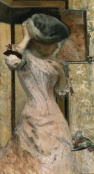 Ung kvinde foran spejlet, ca. 1879-83 (olie på lærred)