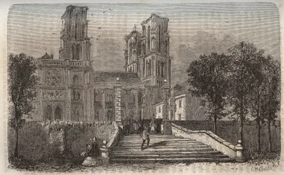 Cathedrale Notre-Dame (Notre Dame) de Laon (1150-1180), Aisne - indgravering i ""History of France"" af Victor Duruy (1811-1894) - 1882