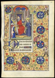 f.135r Miniature af Pilatus, der vasker sine hænder om Jesu skæbne, fra 