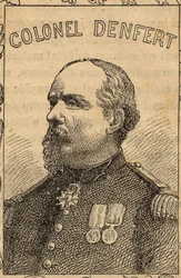 Portræt af den franske oberst Pierre Philippe Denfert-Rochereau - 1870-71 (kobberstik)