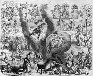Årets overtro tusind: Sabbatten. Indgravering i "Histoire des Papes-Rois-Queen and Empereurs a travers les centuries"" af Maurice Lachatre