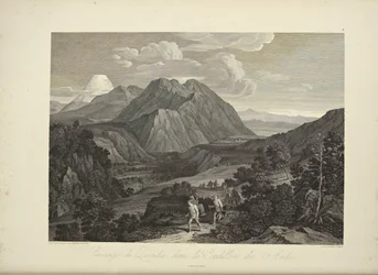 Passage af Quindiu, i Cordillera i Andesbjergene, tegnet af Koch, illustration fra 