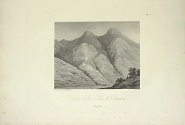 Udsigt over Silla de Caracas, tegnet af Marchais, graveret af Bouquet, illustration fra 