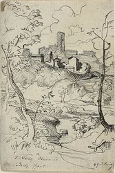 Italiensk by med flod (recto); Udsigt over en by (verso)