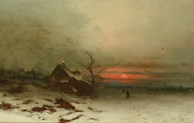 Vender hjem ved solnedgang