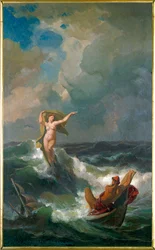 Odysseus og Leucothea (olie på lærred)