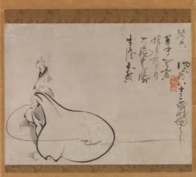 Hotei peger på månen, 1650.