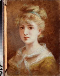 Une femme parisienne (En parisisk kvinde) - Maleri af Fjodor Petrovich Tchumakov (Tchoumakov) (1823-1911), olie på lærred, russisk kunst slutningen af ​​det 19.-begyndelsen af ​​det 20. århundrede, modernisme - M Tuganov Art Museum of the North Ossetian, V