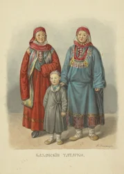 Kazan Tatar Women, illustration fra serien Clothing of the Russian State, 1869