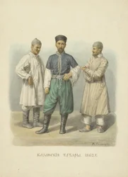 Kazan-tatarer, illustration fra serien Clothing of the Russian State, 1869