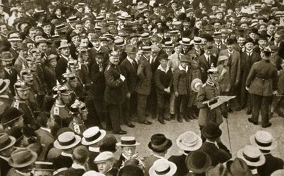 Kaisers proklamation af krig bliver læst op, Berlin, Tyskland, 4. august 1914