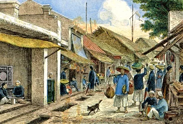 Håndværkere i en Annamit-landsby, ca. 1900 (illustration)