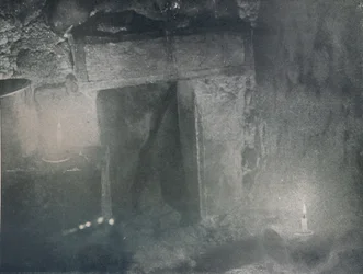 Inside Door of Igloo af Light of Blubber Lamps, c1911, 1913
