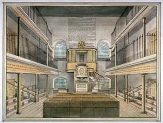 Indvendigt billede af kapellet, Horsemonger Lane Prison, Union Road, Southwark, London, 1826
