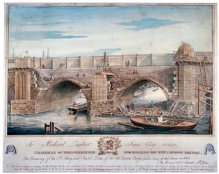 St Mary and Chapel Locks bliver revet ned, London Bridge, 1829.