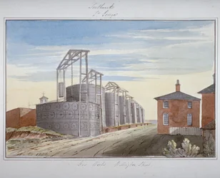 Udsigt over gasværket i Pocock Street, Southwark, London, 1826