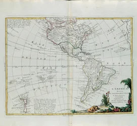 Amerika opdelt i dets hovedstater, gravering af G. Zuliani taget fra Tome I of the Newest Atlas udgivet i Venedig i 1776 af Antonio Zatta, Private Collection