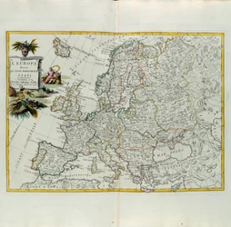 Europa opdelt i dets hovedstater, gravering af G. Zuliani taget fra Tome I af det nyeste atlas udgivet i Venedig i 1776 af Antonio Zatta, Privatsamling
