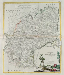 Governances of Langedoc, Foix og Roussillon med Rouergue, gravering af G. Zuliani hentet fra Tome I of the Newest Atlas udgivet i Venedig i 1777 af Antonio Zatta, Privat Samling