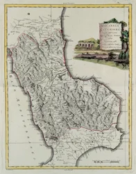 Hiher Calabria, gravering af G. Zuliani hentet fra Tome II af "Newest Atlas" udgivet i Venedig i 1783 af Antonio Zatta, Privat Samling