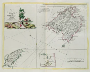 Øerne Mallorca, Ivica og Formentera, gravering af G. Zuliani hentet fra Tome I af "Newest Atlas" udgivet i Venedig i 1778 af Antonio Zatta, Privat Samling