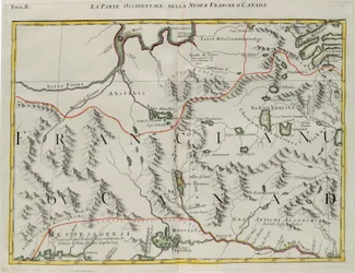 Den vestlige del af New France eller Canada, gravering af G. Zuliani taget fra Tome I af "Newest Atlas" udgivet i Venedig i 1778 af Antonio Zatta, Privat Samling