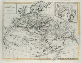 Verden kendt af de gamle, gravering af G. Zuliani hentet fra Tome IV af det nyeste atlas udgivet i Venedig i 1785 af Antonio Zatta, privat samling