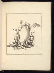 Design til en Cartouche, der repræsenterer haven