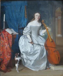 Kvinde spiller viola de gamba