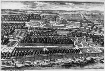 Generel udsigt over St Cloud (slottet og Le ours haver) - af Perelle, slutningen af det 17. århundrede