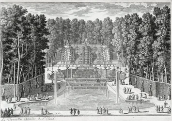 De nye vandfald ved St Clouds haver (ved Ours) - af Perelle, slutningen af det 17. århundrede