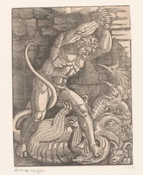 Hercules dræber Hydraen af ​​Lerna Labours of Hercules (serietitel)