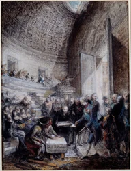 Indvielse af amfiteatret for den kongelige kirurgiske skole af kong Louis XVI (1754-1793) 14/09/1774 Gouache de Gabriel de Saint Aubin (1724-1780) 1700-tallets Paris, Musee Carnavalet